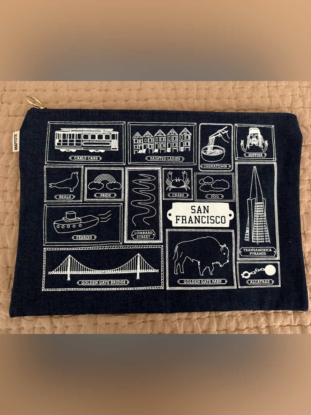 Maptote San Francisco Graphic Zip Pouch - Navy